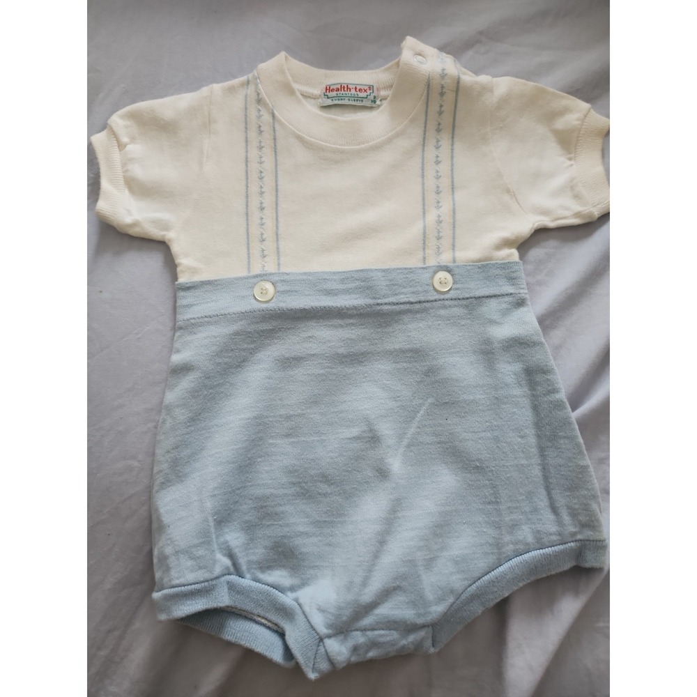Vtg 60s Health-Tex Stantogs Baby Boy Bubble Romper Vinyl Bottom Lined  9 Mo